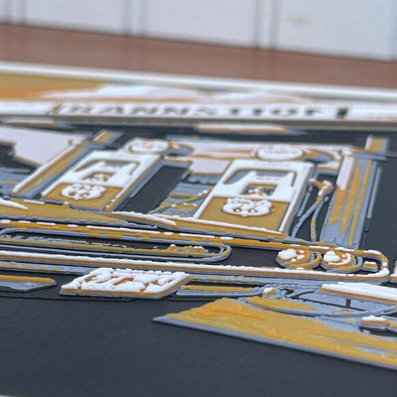 Hand Crafted Vintage Car Art Print - Black, White, Gold - Picture 3 of 10